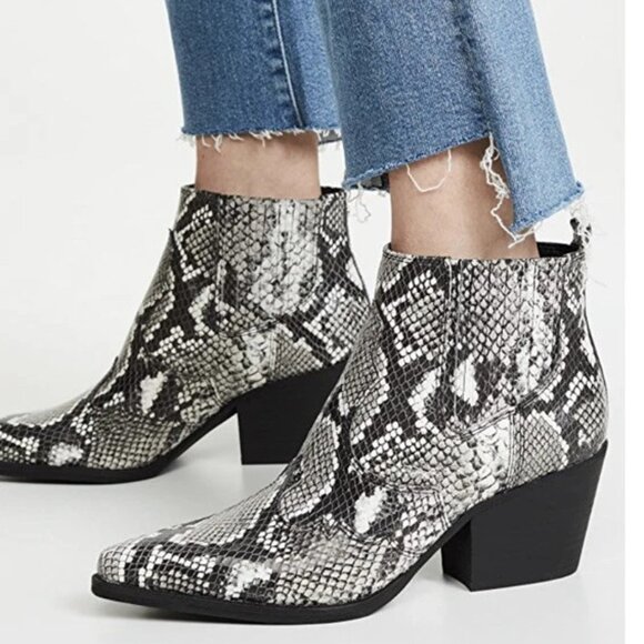 SAM EDELMAN Winona Leather Booties Boots Black & White Snakeskin Women’s Size 9 - Picture 2 of 4